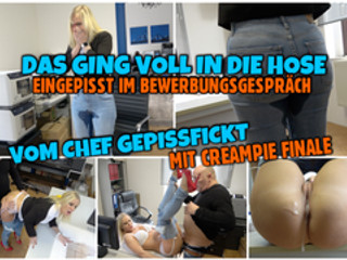 Eingepisst im Bewerbungsgespräch | Büro Fick mit Creampie Fina