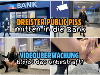 Dreister PUBLIC PISS in die Bank | Bleibt das unbestraft?