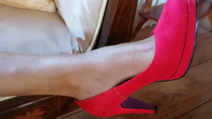 my red high heels