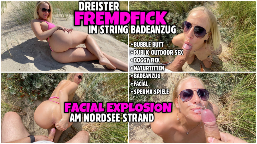 Image of FREMDFICK im String Badeanzug | FACIAL Explosion am Strand
