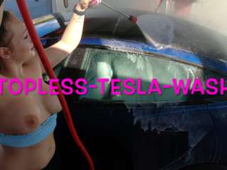 Public Topless Tesla Wash