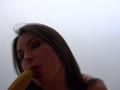 Banana-fuck with peeled banana