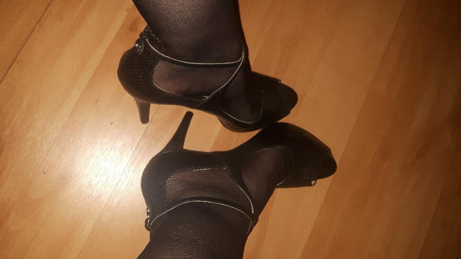 My feet in heels and nylons